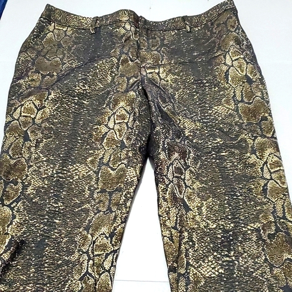 Worthington Black & Gold Snake Print Nightout Evening Ankle Pants - Picture 2 of 12